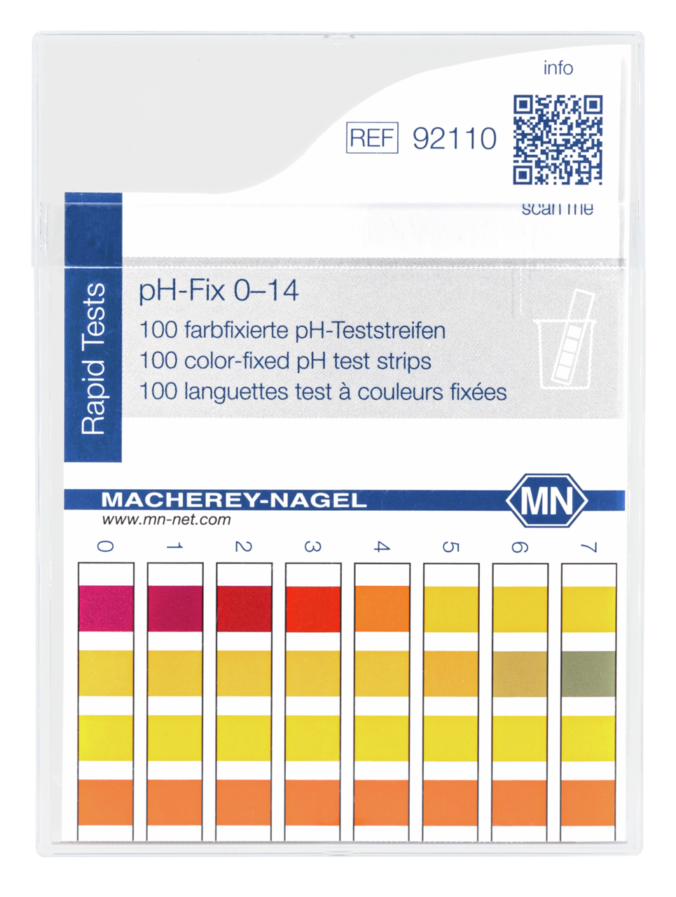 Macherey-Nagel, Lab-Grade pH Indicator Strips, Range: 0.0-14.0, 92110, 100/Box
