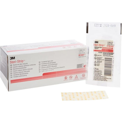 3M Steri-Strip Reinforced Adhesive Skin Closures, 6 x 75mm, Red (R1541) - Box of 50