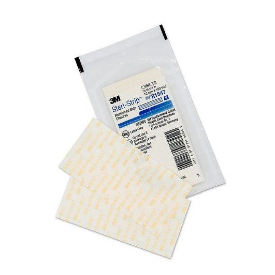 3M Steri-Strip Reinforced Adhesive Skin Closures R1547, 12 x 100mm, Blue - Box of 50