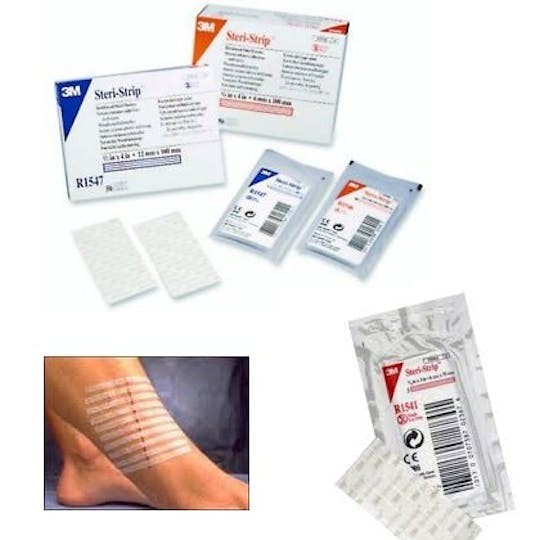 3M Steri-Strip Reinforced Adhesive Skin Closures R1547, 12 x 100mm, Blue - Box of 50