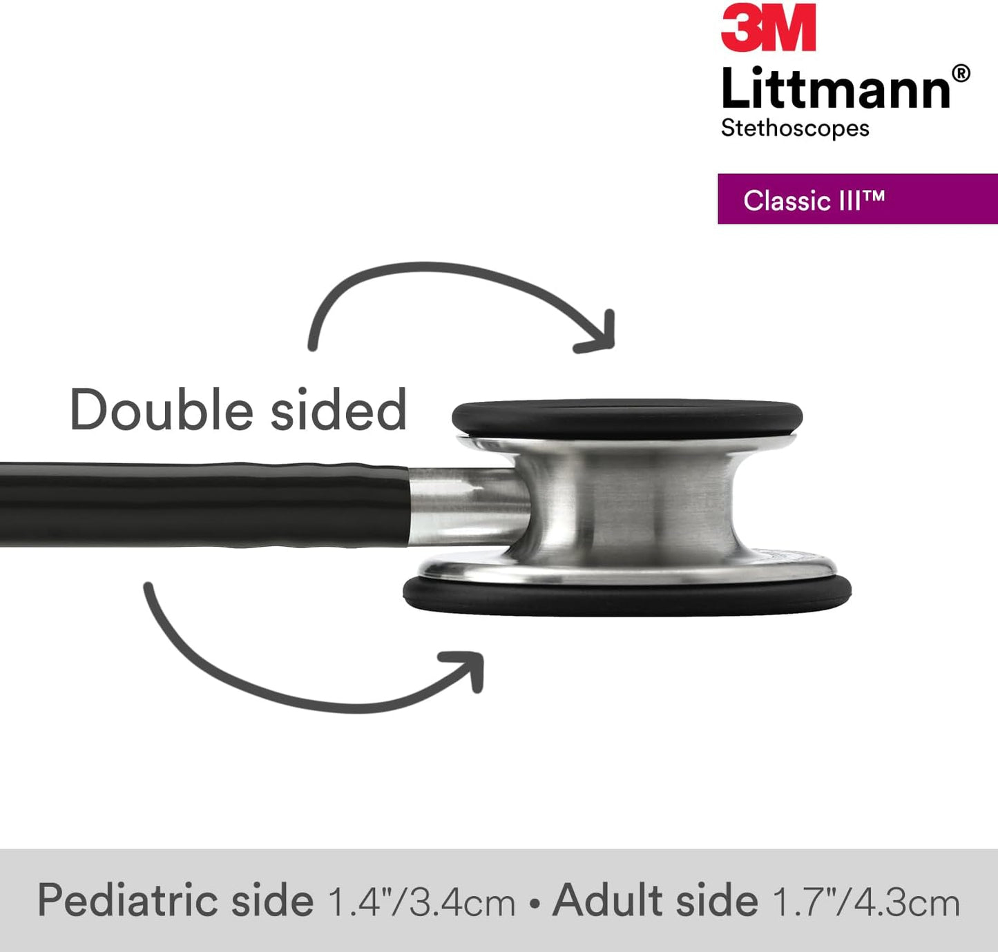 3M Littmann Classic III Stethoscope 5620 Dual-Sided Black Tube 68cm