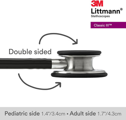 3M Littmann Classic III Stethoscope 5620 Dual-Sided Black Tube 68cm