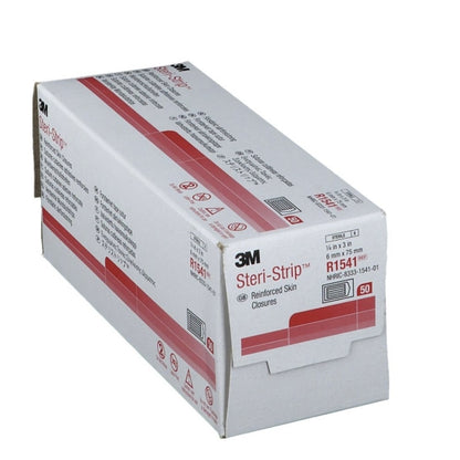 3M Steri-Strip Reinforced Adhesive Skin Closures, 6 x 75mm, Red (R1541) - Box of 50