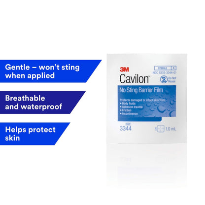 3M Cavilon No-Sting Barrier Film Wipes (3344)- Box of 30 x 1mL Wipes
