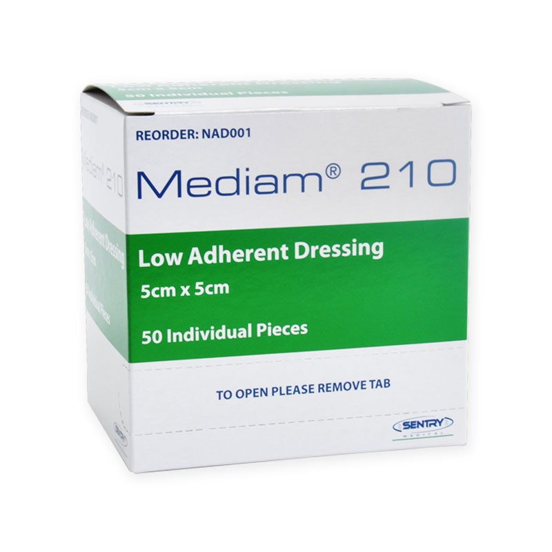 Sentry Mediam 210 Low Adherent Dressings 5cm x 5cm NAD001 - 50 Box Each