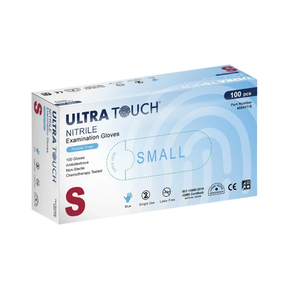 Ultra Touch Nitrile Medical Examination Gloves, Powder-Free, Small (468417/S) - 100 Pieces