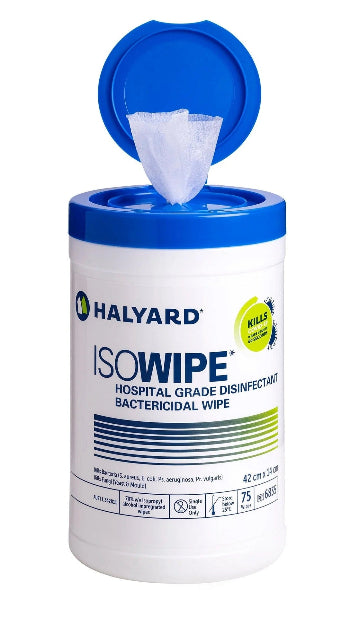 Halyard Isowipe Hospital Grade Alcohol Bactericidal Wipe 42x14cm, 75/Canister