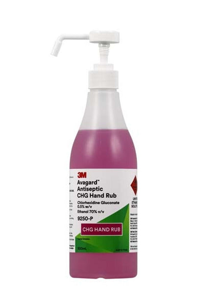 3M Avagard Antiseptic CHG Hand Rub (9250-P) - 500mL Pump Bottle